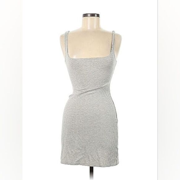 Reformation✨Jeans Ribbed Grey Mini Dress Small - Picture 1 of 9